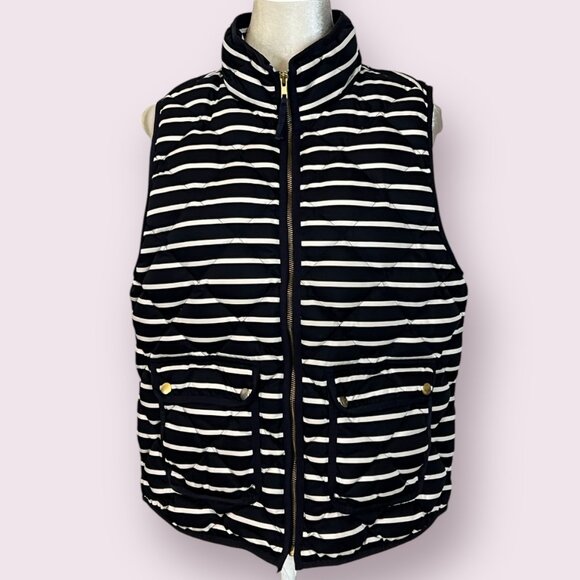 J. Crew Jackets & Blazers - J. Crew Women's Vest Jacket Full Zip Dark Navy Stripes Size XL